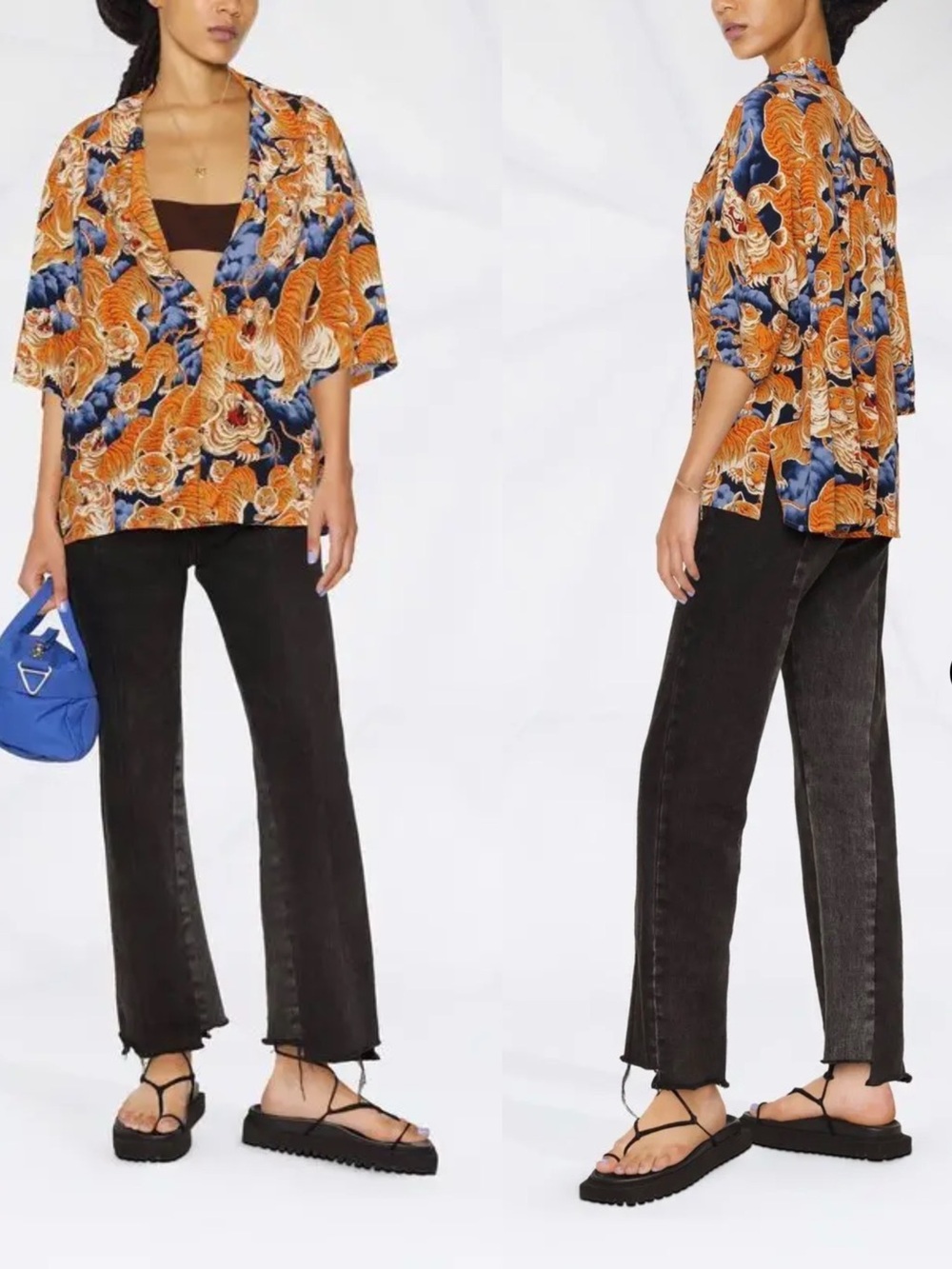 R13 Tiger Print Hawaiian Button Down Shirt Unisex XS